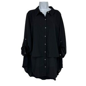 Lane Bryant Womens Roll Tab Sleeve Button-Down Hi-Low Tunic Top Size 18/20